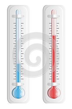 Thermometer. Hot and cold temperature. Vector.