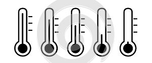 Thermometer hot cold temperature vector icon set. 10 EPS