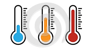 Thermometer hot cold temperature vector icon set