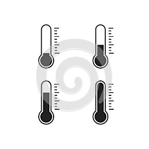 Thermometer hot and cold vector set icon in flat. Weather element illustration
