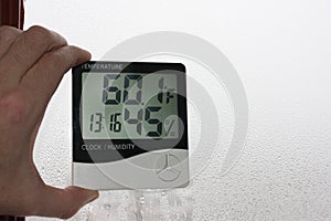 Thermometer and hygrometer of electronic to control temperature and humidity. Humidity indicator is indicated on the hygrometer of