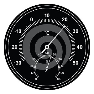 Thermometer hygrometer. Measure tool. Silhouette vector