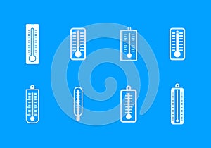 Thermometer icon blue set vector