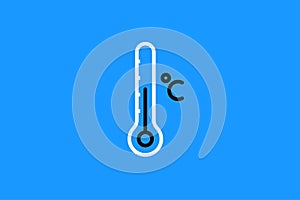 Thermometer icon with Celsius and Fahrenheit symbol. Vector illustration.