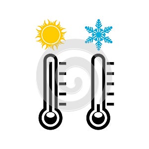 The thermometer icon, High and Low temperature