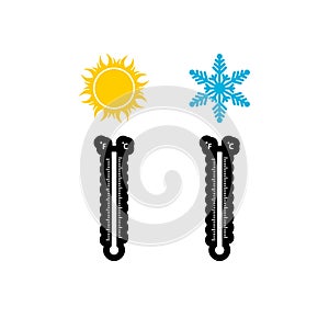 The thermometer icon, High and Low temperature