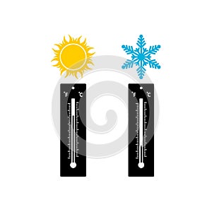 The thermometer icon, High and Low temperature