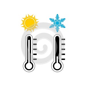 The thermometer icon, High and Low temperature