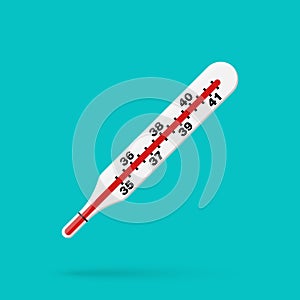 Thermometer icon. High termperature, Fever, Flu symbols. Temperature measurement illustration