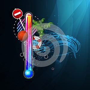 Thermometer icon of hot and cold indicator. EPS10,