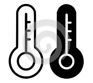 Thermometer icon, outline and silhouette versions