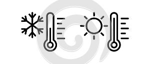 Thermometer icon vector set. Cold and hot temperature symbol