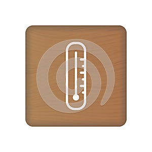 Thermometer Icon On Wooden Blocks Isolated On A White Background. Vector Illustration.
