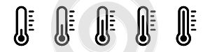 Thermometer icons. Set of thermometers on an isolated background. Temperature scale symbol. Vector illustration EPS 10