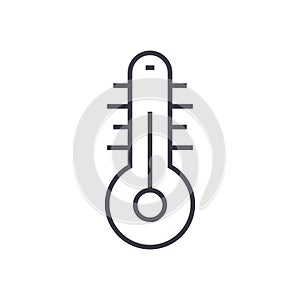 Thermometer illustration vector line icon, sign, illustration on background, editable strokes