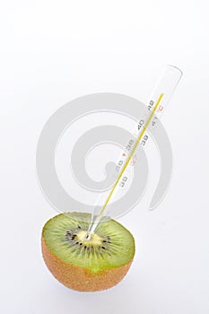 Thermometer in a kiwi
