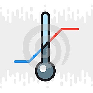 Thermometer with minimum and maximum temperature icon for weather forecast application or widget. Color version on light