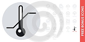 Thermometer with minimum and maximum temperature icon for weather forecast application or widget. Simple black and white