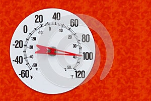 Thermometer at one hundred degrees Fahrenheit for your summer or hot message