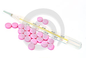 Thermometer and pink pills