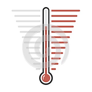 Thermometer red goal vector flat design.