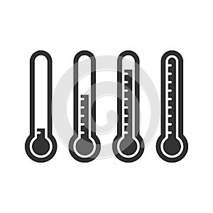 Thermometer with scale, cold and hot temperature indicator.