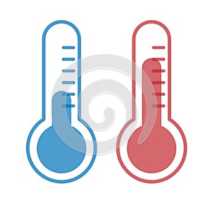 Thermometer set, hot and cold, vector illustration