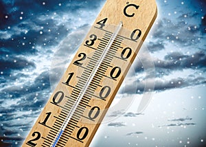 Thermometer showing cold weather