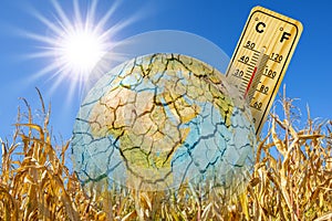 thermometer shows high temperature in summer heat