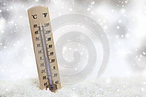 Thermometer on snow