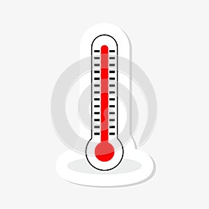 Thermometer Sticker. Celsius and fahrenheit meteorology thermometers measuring heat and cold