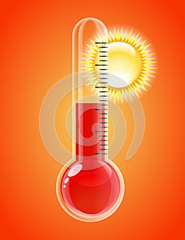 Termómetro el sol. caliente el clima 