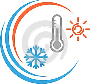 Thermometer, Sun and snowflake, temperature logo, air conditioning logo, air conditioning logo, ventilation logo