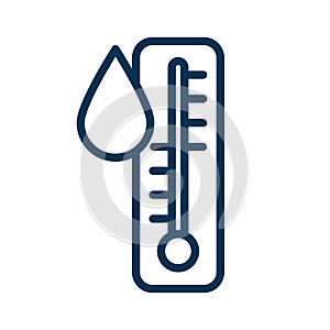 Thermometer temperature measure water with blob liquids. Line style vector illustration design. Tool with drop blood or