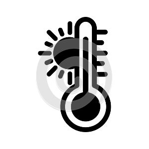 Thermometer, temperature, sun, summer fully editable vector icon