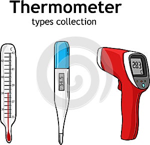 thermometer types collection vector illÃ¼stration set