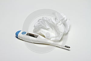 Thermometer and used tissue, horizontal