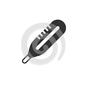 Thermometer vector icon black on white background. symbol