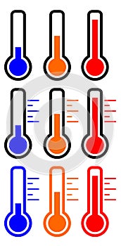 Thermometer Vector Image Set, Cold Warm Hot.