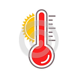 Thermometer vector sun heat temperature icon