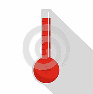 Thermometer warmly icon, flat style
