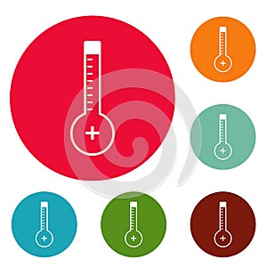 Thermometer warmly icons circle set