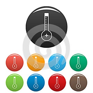 Thermometer warmly icons set color