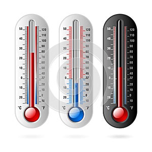 Thermometers. Celsius and Fahrenheit. photo