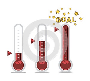 Thermometers at different levels, vector photo