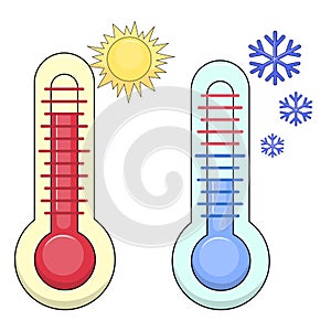 Thermometers for hot and cold weather.