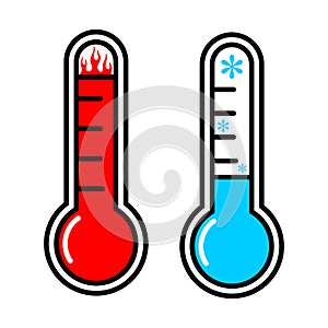 Thermometers measuring heat and cold