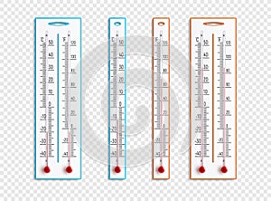 thermometers on transparent background