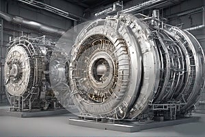 Thermonuclear fusion reactor as a source of cheap energy, Tokamak - complicated technological device background photo