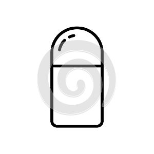 Thermos bottle. Linear icon of vacuum flask. Black simple illustration of container to keep food and drinks warm. Contour isolated